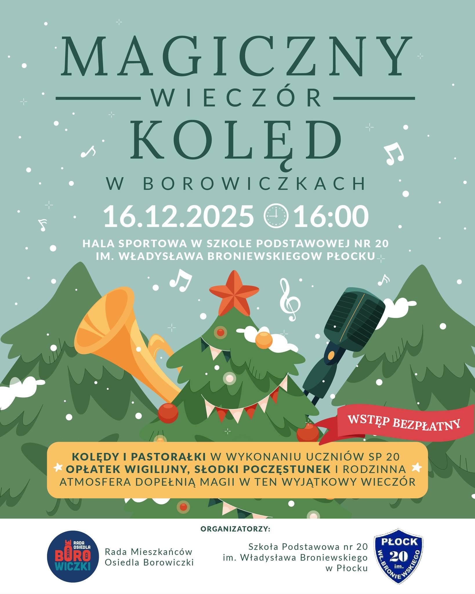 plakat promujący wieczór kolęd w borowiczkach